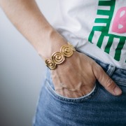 Bracciale a conchiglia regolabile 24x160 mm - Acciaio inossidabile Dorato 304L x1