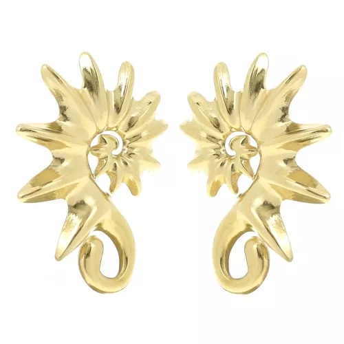 Orecchini a conchiglia 32x24 mm - Acciaio inossidabile 304L Dorato x2