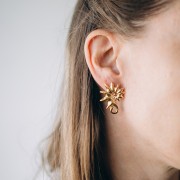 Orecchini a conchiglia 32x24 mm - Acciaio inossidabile 304L Dorato x2