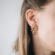 Orecchini a conchiglia 32x24 mm - Acciaio inossidabile 304L Dorato x2