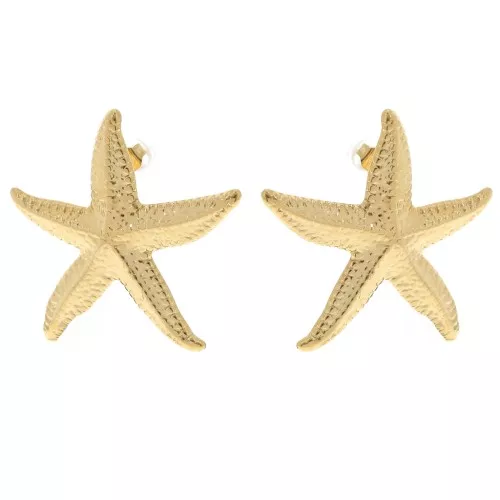 Orecchini a stella marina 37x35 mm - Acciaio inossidabile 304L Dorato x2