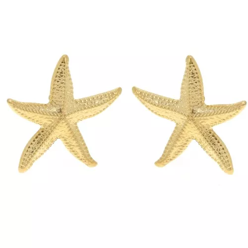 Clip per orecchie a forma di stella marina 37x35 mm - Acciaio inossidabile 304L Dorato x2