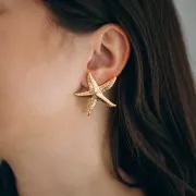 Clip per orecchie a forma di stella marina 37x35 mm - Acciaio inossidabile 304L Dorato x2