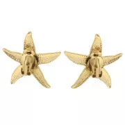 Clip per orecchie a forma di stella marina 37x35 mm - Acciaio inossidabile 304L Dorato x2