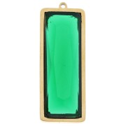 Pendenti rettangolari 35x13 mm con cabochon in vetro - Acciaio inossidabile Dorato 304L - Verde x2
