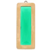 Pendenti rettangolari 35x13 mm con cabochon in vetro - Acciaio inossidabile Dorato 304L - Verde x2