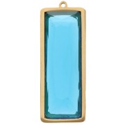 Pendenti rettangolari 35x13 mm con cabochon in vetro - Acciaio inossidabile Dorato 304L - Blu x2