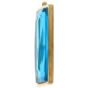 Pendenti rettangolari 35x13 mm con cabochon in vetro - Acciaio inossidabile Dorato 304L - Blu x2