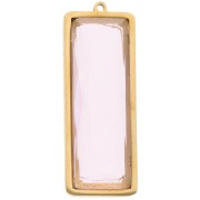 Pendenti rettangolari 35x13 mm con cabochon in vetro - Acciaio inossidabile Dorato 304L - Rosa x2|raw }}