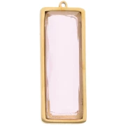 Rosa - Pendenti rettangolari 35x13 mm con cabochon in vetro - Acciaio inossidabile Dorato 304L - Rosa x2 Pendenti rettangolari 35x13 mm con cabochon in vetro - Acciaio inossidabile Dorato 304L - Rosa x2