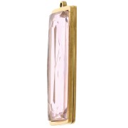 Pendenti rettangolari 35x13 mm con cabochon in vetro - Acciaio inossidabile Dorato 304L - Rosa x2