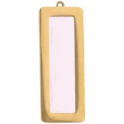 Pendenti rettangolari 35x13 mm con cabochon in vetro - Acciaio inossidabile Dorato 304L - Rosa x2
