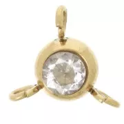 Distanziatore a 3 anelli 6 mm ossido di zirconio 304L acciaio inossidabile Dorato Crystal x1