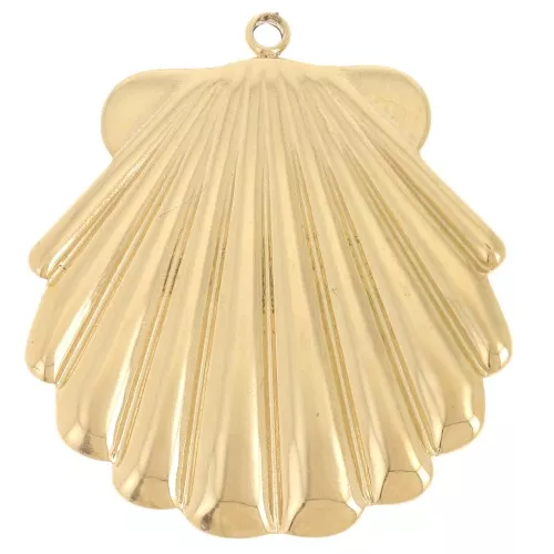 Pendente a forma di conchiglia 26,5x24,5 mm - Acciaio inossidabile 304L Dorato x1