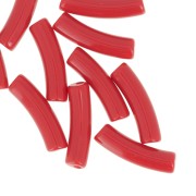 Perline tubolari curve 19x5 mm in acrilico opaco - Rosso x10