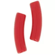 Perline tubolari curve 19x5 mm in acrilico opaco - Rosso x10
