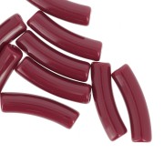 Perline tubolari curve 19x5 mm in acrilico opaco - Lie de vin x10