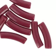 Perline tubolari curve 19x5 mm in acrilico opaco - Lie de vin x10