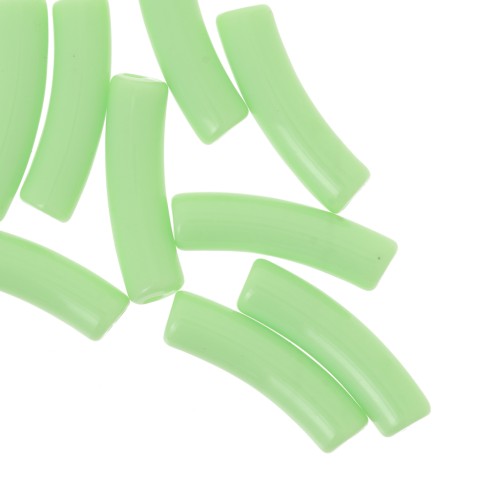 Perline tubolari curve 19x5 mm in acrilico opaco - Verde chiaro x10
