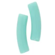 Perline tubolari curve 19x5 mm in acrilico opaco - Turchese x10