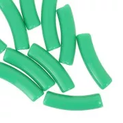 Perline tubolari curve in acrilico opaco 19x5 mm - Verde x10