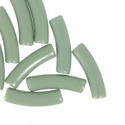 Perline tubolari curve 19x5 mm in acrilico opaco - Khaki x10