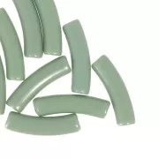 Perline tubolari curve 19x5 mm in acrilico opaco - Khaki x10