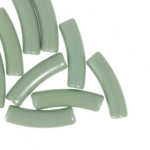Perline tubolari curve 19x5 mm in acrilico opaco - Khaki x10