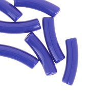 Perline tubolari curve 19x5 mm in acrilico opaco - Royal Blue x10