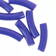 Perline tubolari curve 19x5 mm in acrilico opaco - Royal Blue x10