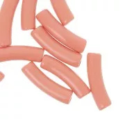 Perline tubolari curve 19x5 mm in acrilico opaco - Salmone x10
