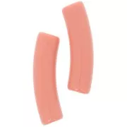 Perline tubolari curve 19x5 mm in acrilico opaco - Salmone x10