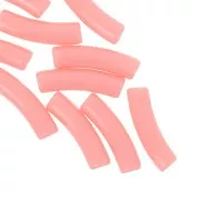 Perline tubolari curve in acrilico opaco 19x5 mm - Rosa tè x10