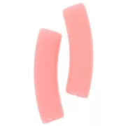 Perline tubolari curve in acrilico opaco 19x5 mm - Rosa tè x10
