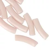 Perline tubolari curve 19x5 mm in acrilico opaco - Nude x10
