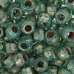 Perla Matubo 7/0 - 3,5 mm Acquamarina Picasso x 10 g