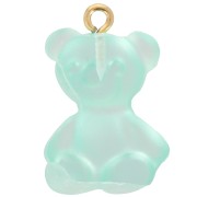 Ciondolo orsetto in acrilico trasparente 24x17 mm - Blu x1