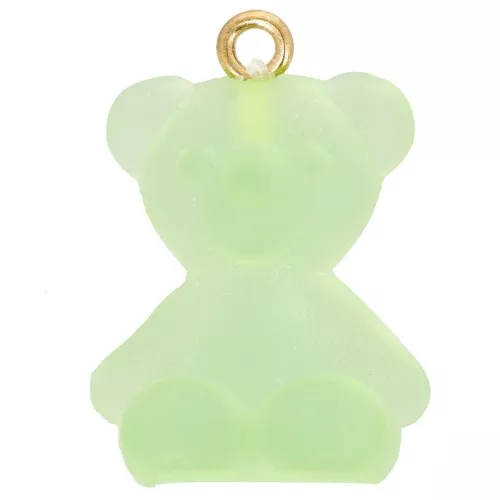 Ciondolo orsetto in acrilico trasparente 25x18 mm - Verde x1