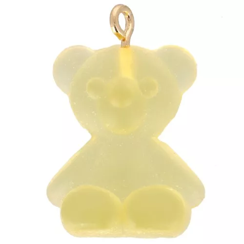 Ciondolo orsetto in acrilico trasparente 25x18 mm - Giallo x1