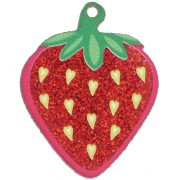 Pendente a forma di fragola in plexiglas 42x33 mm - Brillantini rossi x1