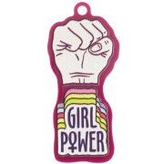 Pendente in plexiglas a forma di pugno chiuso 48,5x22 mm - Girl Power - Plum - Bianco x1