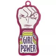Pendente in plexiglas a forma di pugno chiuso 48,5x22 mm - Girl Power - Plum - Bianco x1