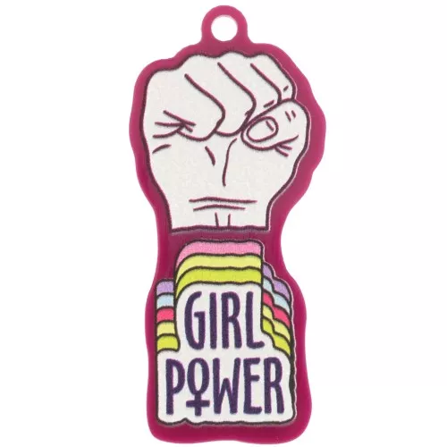 Pendente in plexiglas a forma di pugno chiuso 48,5x22 mm - Girl Power - Plum - Bianco x1