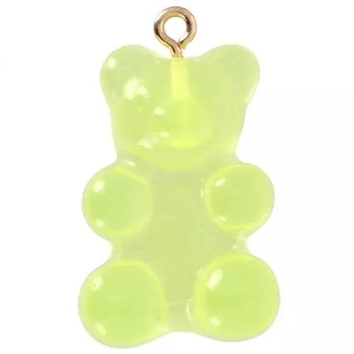 Ciondolo orsetto in acrilico trasparente 31x19 mm - Giallo x1