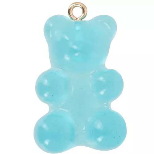 Ciondolo orsetto in acrilico trasparente 31x19 mm - Blu x1