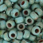 Perla Matubo 7/0 - 3,5 mm Verde Turchese Argento Picasso x 10 g