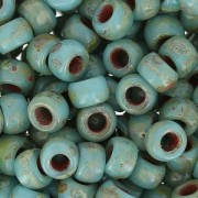 Rocailles Matubo 7/0 - 3.5 mm Green Turquoise Silver Picasso x10g