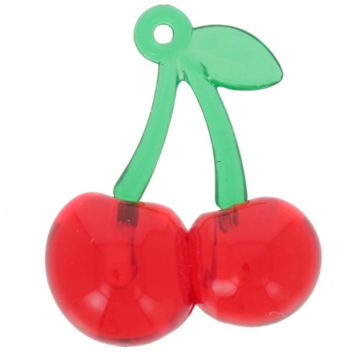 Pendente a forma di ciliegia 32x26 mm, acrilico - Rosso - Verde x1