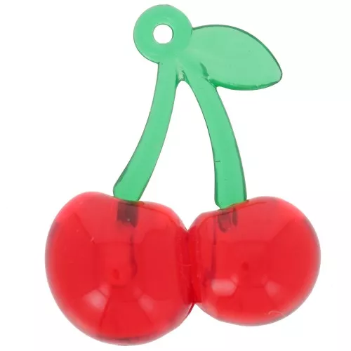 Pendente a forma di ciliegia 32x26 mm, acrilico - Rosso - Verde x1