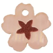Ciondolo fiore stella in plexiglas 12 mm - Salmone - Marrone x1